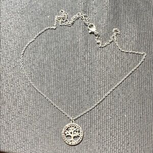 Silver Tree of Life Charm Necklace with Inspirational Words